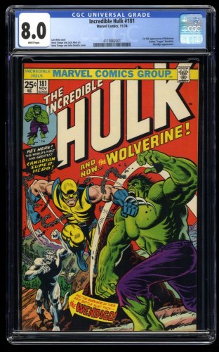 Incredible Hulk #181 CGC VF 8.0 White Pages 1st Appearance Wolverine!