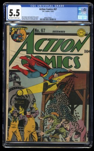 Action Comics #67 CGC FN- 5.5 Off White to White Jack Burnley Cover!
