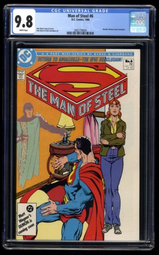 Man of Steel #6 CGC NM/M 9.8 White Pages Superman Appearance!
