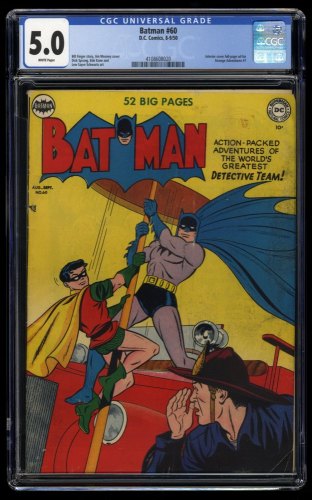 Batman #60 CGC VG/FN 5.0 White Pages 1950 with Robin Appearance Scarce!