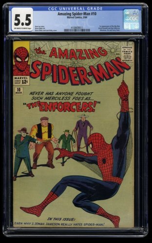 Amazing Spider-Man #10 CGC FN- 5.5 Off White to White 1st Appearance Enforcers!
