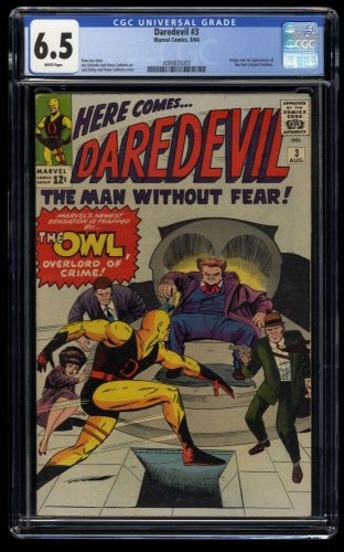 Daredevil #3 CGC FN+ 6.5 White Pages 1st Appearance and Origin of the Owl!