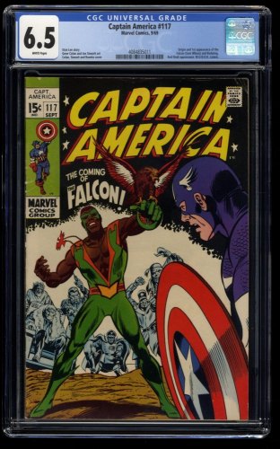 Captain America #117 CGC FN+ 6.5 White Pages 1st Appearance Falcon! Stan Lee!