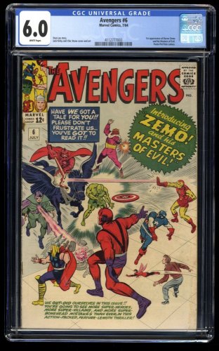 Avengers #6 CGC FN 6.0 White Pages 1st Appearance Baron Zemo!