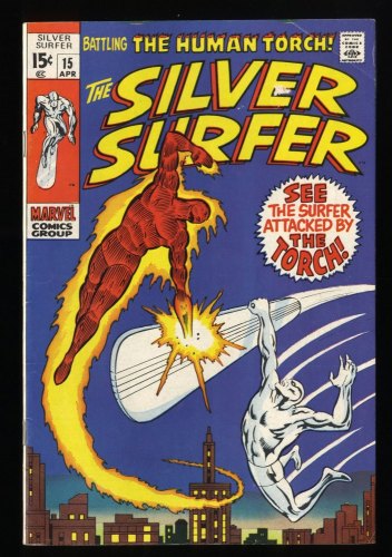 Silver Surfer #15 FN 6.0 Vs Human Torch!  1st Flying Dutchman!