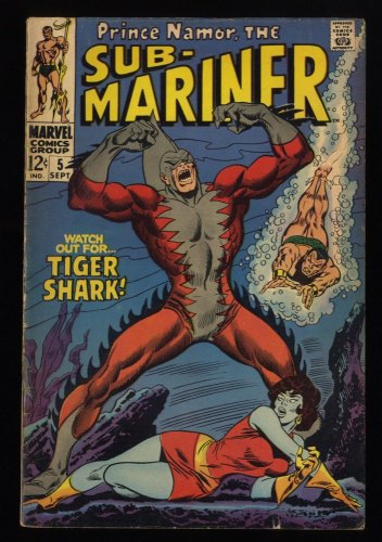Sub-Mariner #5 VG+ 4.5 1st Appearance Tiger Shark! Roy Thomas!