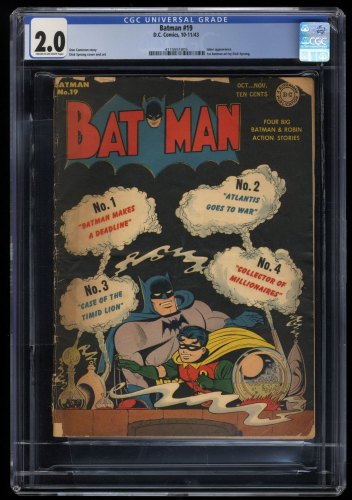 Cover Scan: Batman #19 CGC GD 2.0 Joker Appearance 1st Dick Sprang Art in title! - Item ID #215717