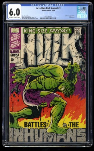 Incredible Hulk Annual #1 CGC FN 6.0 Off White to White Classic Cover!