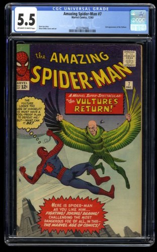 Amazing Spider-Man #7 CGC FN- 5.5 Off White to White 2nd Appearance Vulture!