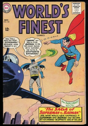 Cover Scan: World's Finest Comics #153 FN- 5.5 Batman Slaps Robin Meme! - Item ID #220847