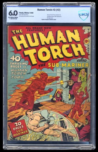 Human Torch (1940) #3 CBCS FN 6.0 (#2) Sub-Mariner Human Torch!