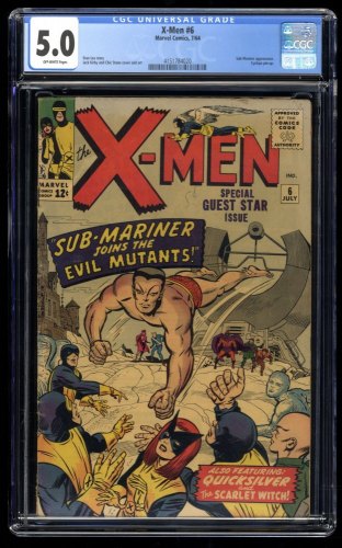 X-Men #6 CGC VG/FN 5.0 Namor Sub-Mariner Appearance! Stan Lee Kirby Cover!