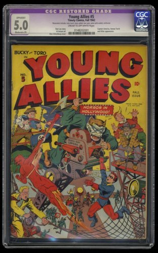 Young Allies #5 CGC VG/FN 5.0 (Restored) Captain America Alex Schomburg Cover!