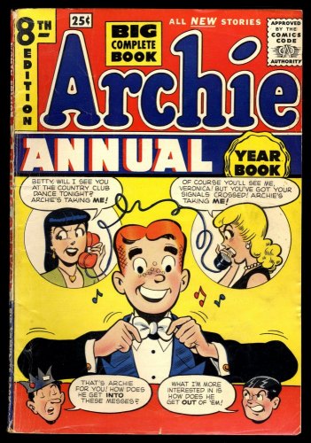 Cover Scan: Archie Annual #8 FN 6.0 Poor Little Rich Whirl! George Frese Cover Art! - Item ID #230257