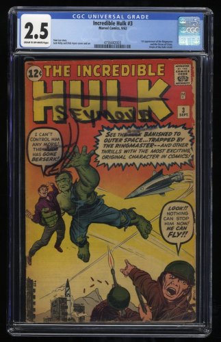 Incredible Hulk (1962) #3 CGC GD+ 2.5 1st Appearance Ringmaster!