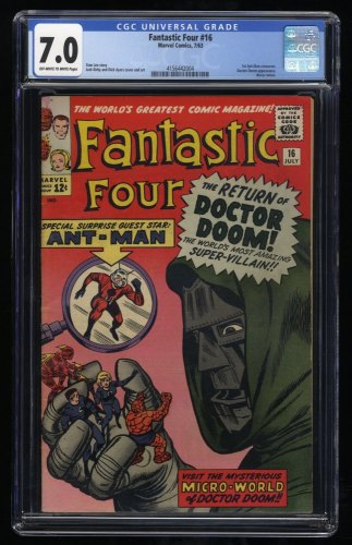 Fantastic Four #16 CGC FN/VF 7.0 Off White to White Doctor Doom Appearance!