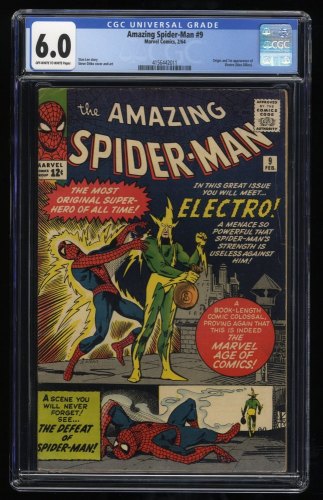 Amazing Spider-Man #9 CGC FN 6.0 Off White to White 1st Appearance Electro!