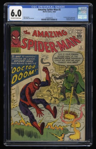 Amazing Spider-Man #5 CGC FN 6.0 Off White to White Doctor Doom!