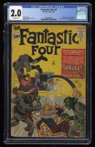 Fantastic Four #2 CGC GD 2.0 Off White 1st Appearance Skrulls!