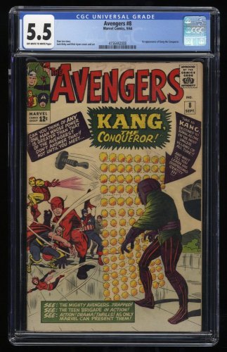 Avengers #8 CGC FN- 5.5 Off White to White 1st Appearance Kang!
