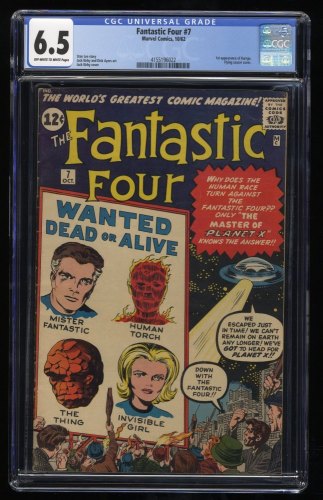 Fantastic Four #7 CGC FN+ 6.5 Off White to White 1st Appearance Kurrgo!