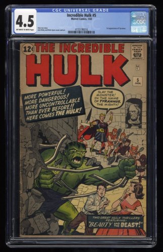 Incredible Hulk #5 CGC VG+ 4.5 Off White to White 1st Appearance Tyrannus!