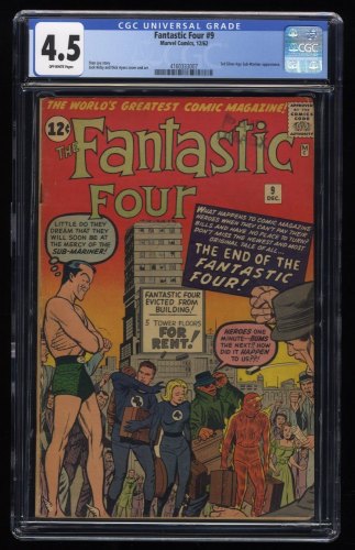 Fantastic Four #9 CGC VG+ 4.5 Off White 3rd Silver Age Sub-Mariner!