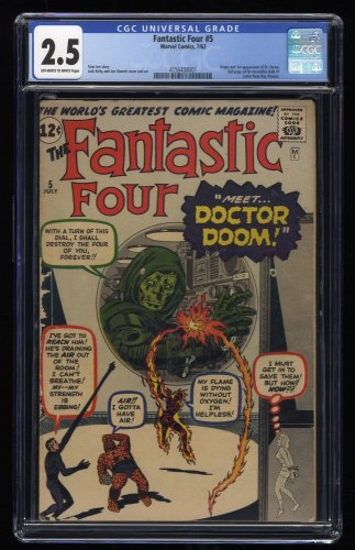 Fantastic Four #5 CGC GD+ 2.5 Off White to White 1st Appearance Doctor Doom!