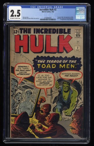 Incredible Hulk (1962) #2 CGC GD+ 2.5 1st Appearance Green Hulk!
