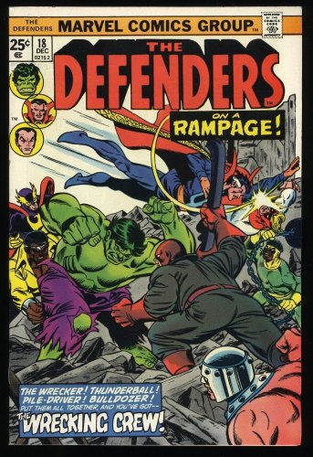 Defenders #18 VF/NM 9.0 1st Appearance Full Wrecking Crew! Rampage!
