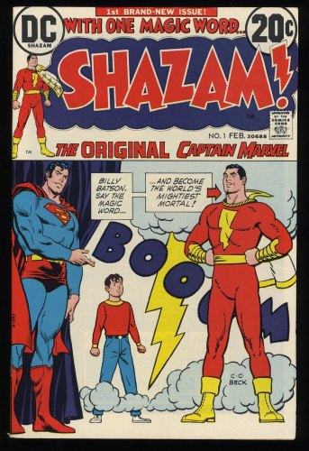 Shazam! #1 VF- 7.5 Origin and Return Captain Marvel! C. C. Beck Cover!