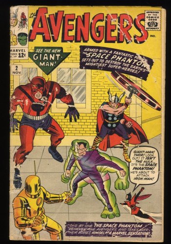 Avengers #2 GD- 1.8 1st Space Phantom Hulk Leaves! Jack Kirby!