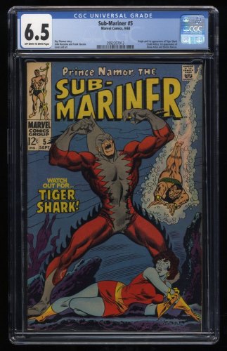 Sub-Mariner #5 CGC FN+ 6.5 1st Appearance Tiger Shark! Roy Thomas!