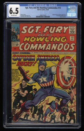 Cover Scan: Sgt. Fury and His Howling Commandos #13 CGC FN+ 6.5 Captain America Appearance! - Item ID #238845