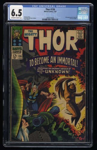 Cover Scan: Thor #136 CGC FN+ 6.5 1st Adult Lady Sif! Stan Lee! Jack Kirby Art! - Item ID #238914