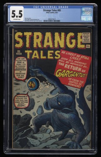 Strange Tales #85 CGC FN- 5.5 Off White Gargantus Appearance!