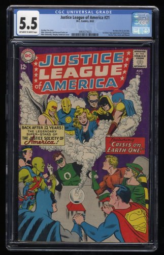 Justice League Of America #21 CGC FN- 5.5 1st Silver Age Hourman Dr. Fate!