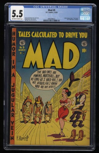 Cover Scan: Mad #9 CGC FN- 5.5 Off White to White EC Harvey Kurtzman Cover! - Item ID #238957