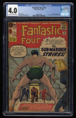 Cover Scan: Fantastic Four #14 CGC VG 4.0 Sub-Mariner Appearance! Ben Grimm! - Item ID #239058