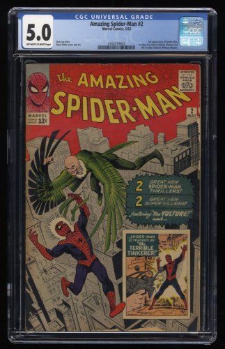 Amazing Spider-Man (1963) #2 CGC VG/FN 5.0 Off White to White 1st Vulture!