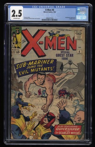 X-Men #6 CGC GD+ 2.5 Namor Sub-Mariner Appearance! Stan Lee Kirby Cover!