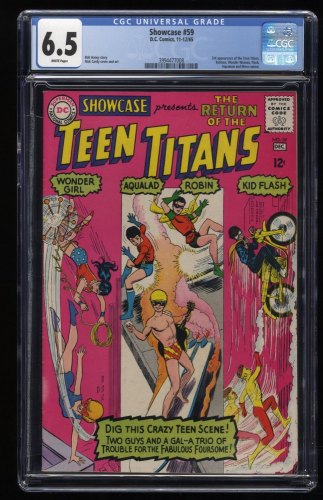 Cover Scan: Showcase #59 CGC FN+ 6.5 White Pages Teen Titans! 2nd Appearance  Wonder Girl!  - Item ID #241172