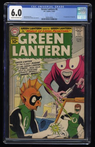 Green Lantern #6 CGC FN 6.0 Cream To Off White 1st Appearance of Tomar! 1961!