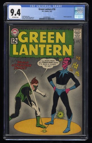 Green Lantern #18 CGC NM 9.4 Off White Sinestro Appearance! Gil Kane!