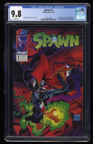 Cover Scan: Spawn #1 CGC NM/M 9.8 White Pages McFarlane 1st Appearance Al Simmons! - Item ID #242669