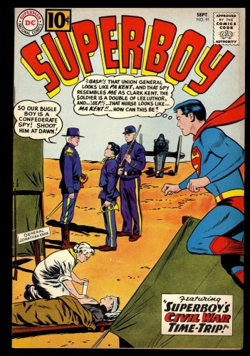 Superboy #91 VF- 7.5 Superboy's Civil War Time Trip! Curt Swan Cover!