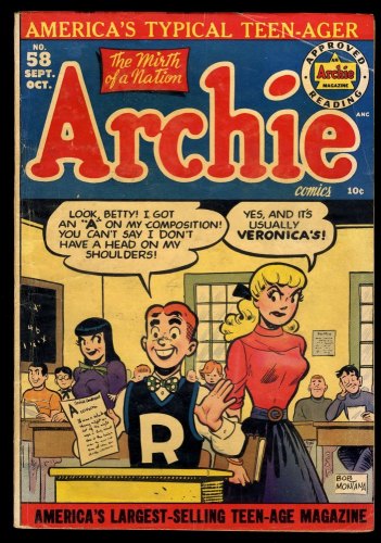 Cover Scan: Archie Comics #58 VG+ 4.5 The Low-Down Highbrow! Bob Montana Cover! - Item ID #243060