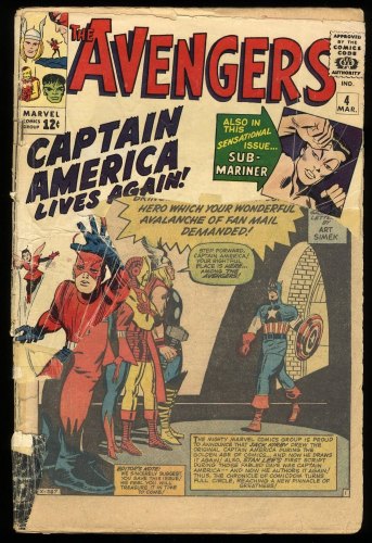 Avengers #4 P 0.5 See Description 1st Silver Age Captain America!