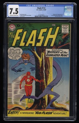 Flash #112 CGC VF- 7.5 1st Appearance and Origin Elongated Man!