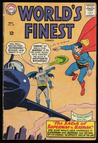 World's Finest Comics #153 VG/FN 5.0 Batman Slaps Robin Meme!